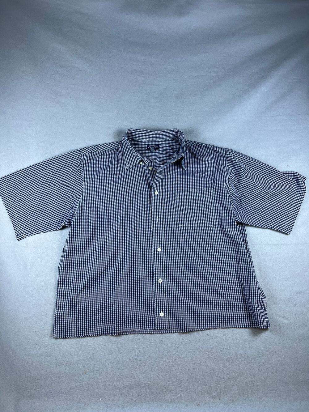 Consensus Shirt Mens XL Blue White Short Sleeve Button Up Check Classic Casual